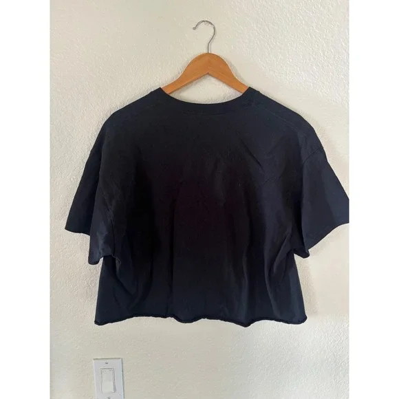 Ford Mustang 1969 Graphic Cropped T-Shirt Black Pink XL Boxy Raw Hem Tee - Picture 2 of 5